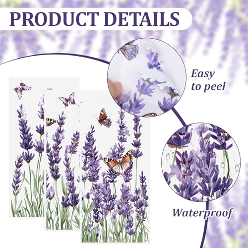 Rub On Transfers for Crafts, 3pcs Vintage Purple Flowers Transfers UV DTF Stickers Waterproof Decals Furniture for for Wood Door Window DIY Home Decor - color: Purple Lavender