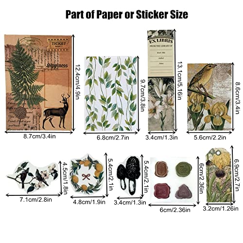 Esweny 260PCS Vintage Journaling Scrapbooking Supplies Scrapbook Sticker Paper Ephemera Pack for Junk Journal Planners Collage Craft Notebooks Album (Plants and Birds) - color: Plants and Birds