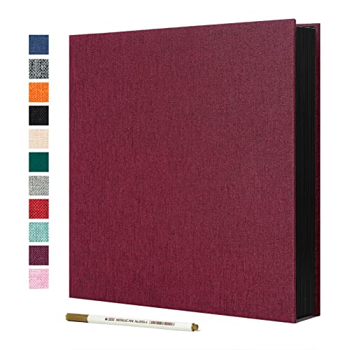 Spbapr Large Photo Album Self Adhesive Linen Cover Magnetic Scrapbook Album DIY Scrap Book 60 Black Sticky Pages for 3x5 4x6 5x7 8x10 Pictures with A Metal Pen - color: Purple, size: 11''x10.6''60pages