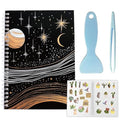 CRASPIRE 40 Sheets Reusable Sticker Book Sticker Holder Album A5 Release Paper Waterproof Planets Star Moon Blank Storage Collecting Organizer with Scraper and Tweezer for Labels Collection Supplies - style: Planet-030