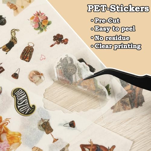 800 PCS Vintage Scrapbooking Journal Stickers,50 Sheet, washi Stickers for journaling Supplies DIY Crafts Laptops，Sticker for Card Making, Ephemera Sticker Book Pre Cut(Retro Times)