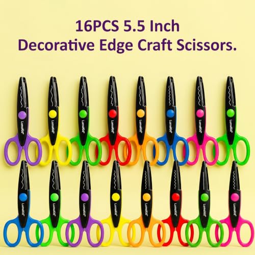 Decorative Craft Scissors Set, 16 PCS 5.5Inch Pattern Edge Scissors - size: 16 Pack