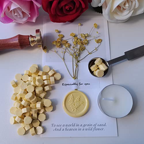 400 Pieces Sealing Wax Beads for Wax Seal Stamp, PORXFLY Beads Great for Wedding Invitations, Wine Packages,Cards Envelopes, Gift Wrapping (Light Yellow) - color: Light Yellow