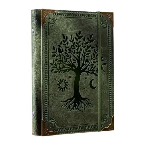 Ovesmusl PU Leather A5 Binder 6 Ring Refillable Journal Cover No Refill - color: Green Tree, size: A5 Binder Cover