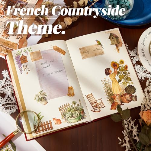 310 Pcs Cottagecore Girl Washi Stickers, Vintage Junk Journal Supplies, Aesthetic Garden Theme Scrapbooking Stickers for Teens Adults DIY Crafts - color: Pastoral Girls