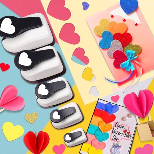 Heart Hole Punch, Heart Punches for Paper Crafts, 3/8+5/8+1+1.5+2 in Punch - size: 5 Pack, 3/8+5/8+1+1.5+2 in