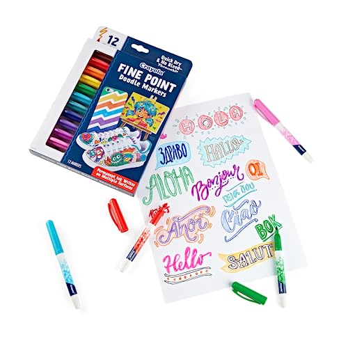 Crayola Fine Point Markers (12ct), No Bleed Fine Tip Markers for Adult Coloring, Art Marker Set, Calligraphy & Drawing Art Supplies - style: Fine Point