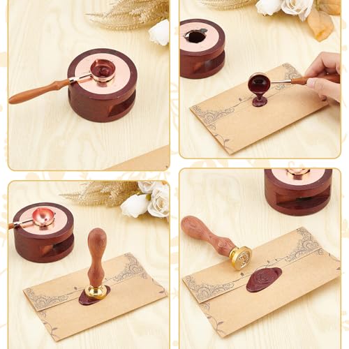 CRASPIRE Heart Sealing Wax Stamp Love Wax Seal Stamps 25mm Retro Vintage Removable Golden Brass Stamp Head with Rosewood Handle for Valentine's Day Birthday Invitations Cards Gift Wrapping Party Decor - style: Heart-0438