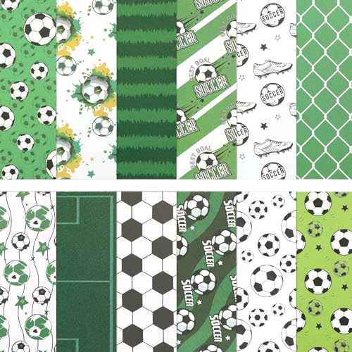 24 Sheets Soccer Scrapbook Paper, 11.8x11.8 Inch Double-Sided Print Sports Pattern Decorative Craft Paper, Scrapbook Specialty Papers for Card Making Photo Album Decor - color: WW026YDZQ