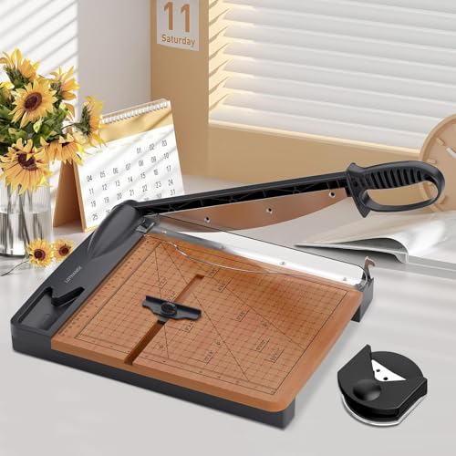 12 Inch Wood Guillotine Paper Cutter, 30 Sheets Capacity