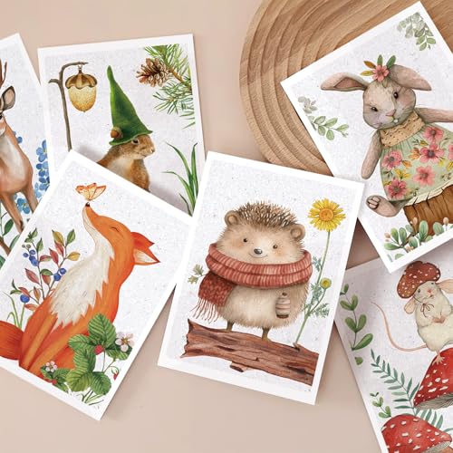 Woodland Animals Blank Cards with Envelopes, 24 Pack Forest Animals Note Cards Bulk for Kids, 4x6 Inch Watercolor Greeting Card Set Boxed for All Occasions