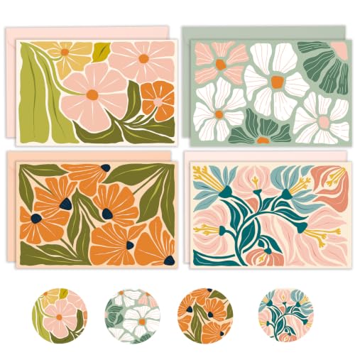 40 Pack Blank Cards and Envelopes, 4x6 in Thank You Card with Stickers - style: Floral Blank Card