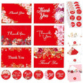 Decorably 24 Pack 6x4in Red Flowers Thank You Cards with Envelopes - style: Red Flowers