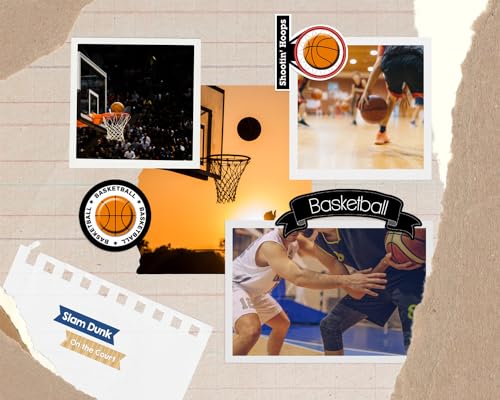 Basketball Scrapbook Stickers - Game Day Themed Embellishments for Scrapbooking, Planner, Album, Memory Book, Sports Theme Poster Board - 2 Items