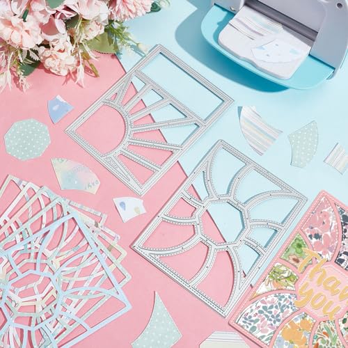 INFUNLY 2PCS Rectangle Grid Frame Cutting Die Whirl Geometric Background Metal Die Cut Paper Craft Dies for Card Making Stitched Pinwheel Frame Cut Stencil for DIY Scrapbooking Decorative Embossing - color: Rectangle Cutting Die