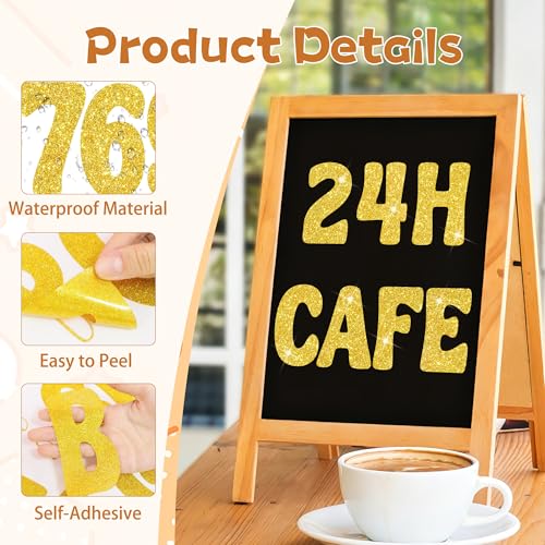 Bulletin Board Letters 129 PCS Glitter Gold Letter Stickers Large 4 Inch - color: Gold, size: 4 Inch