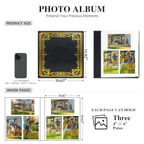 Vienrose Large Self Adhesive Photo Album, 10.6x11 Inch, 60 Pages, Black - color: Black, size: 10.63"x11.02" 60 Pages