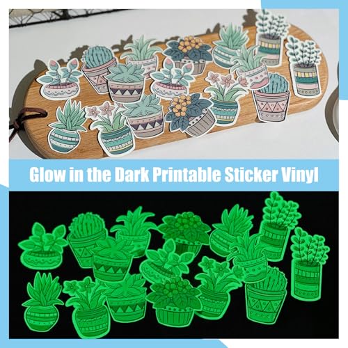 TECKWRAP Printable Vinyl Sticker Paper, Glow in the Dark Sticker Paper for Printer, A4 Inkjet Printable for Custom Stickers, Photo Paper Printing Paper, 8.26" x 11.69" 14 Sheets/Pack - color: 14pcs Glow in Dark