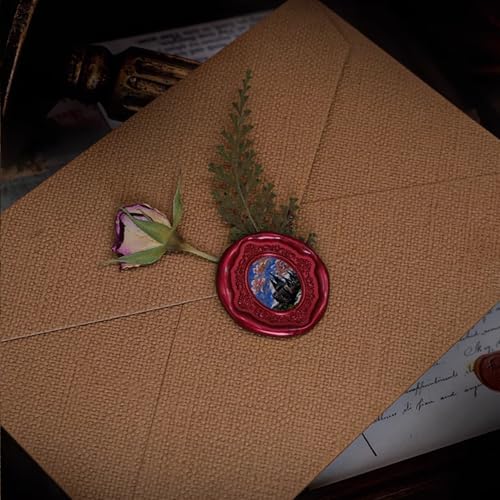 Frame Wax Seal Stamp, 3D Embossed Relief Carving Head and Wood Handle for Wax Seal Stamp Kit, Decor for Envelope Letter Wedding Invitation (F5) - color: Frame Wax Seal Stamp 5