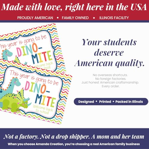 Amanda Creation Dinosaur Postcards, 30 Pack 4x6 Welcome to School Postcards for Students from Teacher, Dino-Mite Design - style: Dinosaur