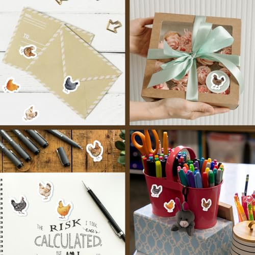 AHANDMAKER 180 Pieces Self-Adhesive Chicken Stickers, 9 Styles Cute Hen and Farm Stickers 1 Inch Cartoon Decals for Album Arts Planner Calendar Scrapbooking Crafting Bag Thanksgiving Decor - style: Chicken