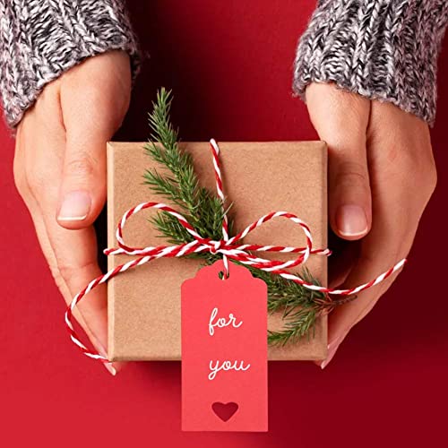 G2PLUS Red Gift Tags with String, 100PCS Hollow Heart Tag, 3.7x1.8in - style: Hollow Heart Red
