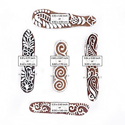 Mehndi Print Blocks - Border Pattern Wooden Stamps for Card Making Scrapbooking and Crafts | Set of 5 | Hashcart®