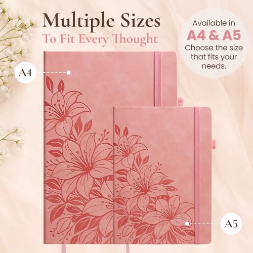 Lined Journal Notebook Hardcover Leather Bound 200 Pages A5 Pink Cute Diary - color: Pink, size: A5 200 Pages