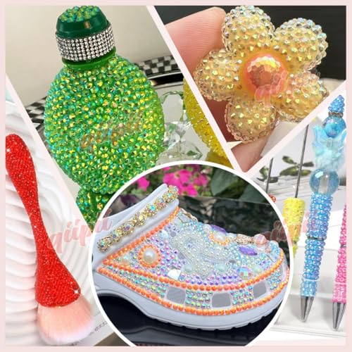 qiipii 18000PCS 3mm Transparent AB Resin Rhinestones Clear White AB Flatback Jelly Resin Rhinestones Bulk SS10 Non-Hotfix Stones Diamonds Crystals Gems for Mugs Tumblers Bottles DIY Crafts Decoration - color: Transparent White Ab, size: 3mm Large Wholesal