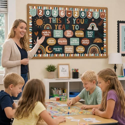 This is Your Year Bulletin Board Decorations Classroom Decor Sets | Back to School Bulletin Board Set, Classroom Bulletin Board Decoration, Boho Paper Cutouts Decor, Wall Decor Supplies - color: This is Your Year
