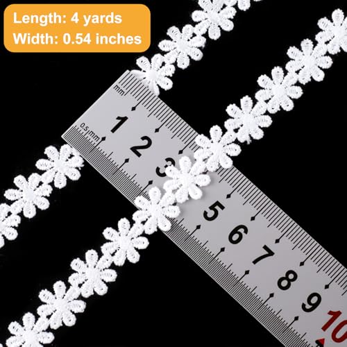 4 Yards Creamy White Lace Trim, Scalloped Edge Crocheted Lace Ribbons - color: Bowknot White (4 yards x 0.54" W)