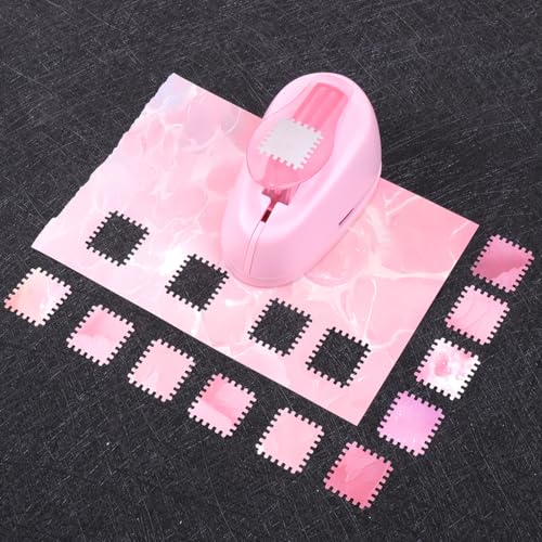 0.8 Inch Postage Stamp Square Paper Punch, Stamp Punch for Crafting | Stamp cutter makes crisp 0.8-inch cutouts in paper and cardstock for scrapbooking, journaling, card making and gift tags. - style: Pink Crafts Scrapbooking