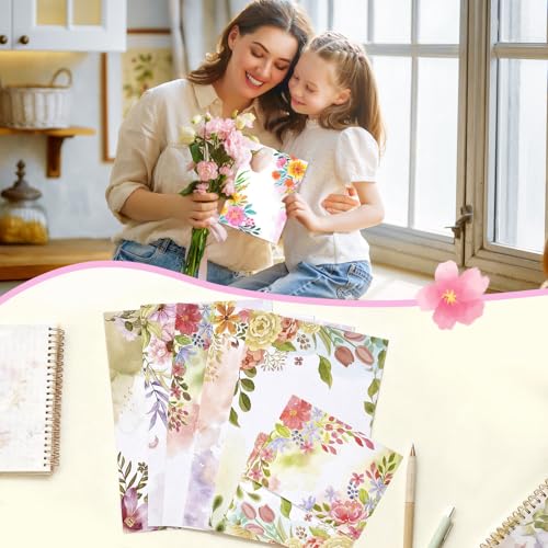 50 Pcs Stationery Paper Envelopes Set | Includes 24 Writing Paper & 24 Envelopes & 24 Stickers, Flower Floral Letter Writing and Stationery Paper Envelopes(6Style) - color: Wildflower 2