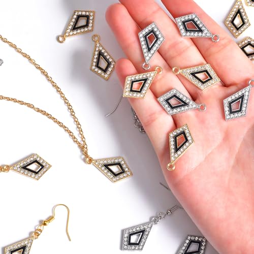 stino 40/50 Pieces Rhinestone Charms, Turtle Heart Bow Cross & Rhombus Jewelry Making Supplies, Silver & Gold Plated Crystal Pendants - style: Arrow (40Pcs)