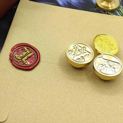 Wax Seal Stamp Alphabet Initial T, 3 Pieces Classic Medieval Brass Stamps Head for Wedding Invitations Christmas Greeting Cards Envelopes Xmas Gift Wrap Wine Packages (Letter T) - color: Letter T