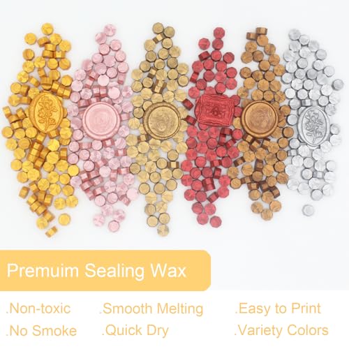 Antique Gold Wax Seal Beads 1450pcs (1.1lb), Andotopee Metallic Sealing Wax Beads for Wax Seal Stamp, Affordable Wax Pellets Refill Pack for Wax Seal Kit, Wedding Invitation, Envelope Seal, Crafts - color: Antique Gold