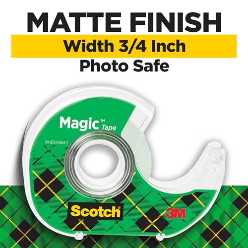 Scotch Magic Tape, Invisible, 6 Tape Rolls with Dispenders