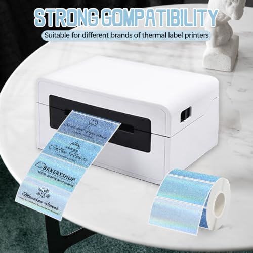 2''x1'' Holographic Direct Thermal Barcode Labels,Self-Adhesive Thermal Printer Stickers for Address Design DIY Logo Business（Blue Gradient Dots） - color: 1''x2''blue Gradient Dots, size: 1''x2''