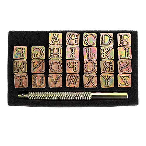 OwnMy 27PCS Leather Stamping Tools Kit, 9.5mm Capital Letters Stamps Set - size: 9.5mm - 27pcs