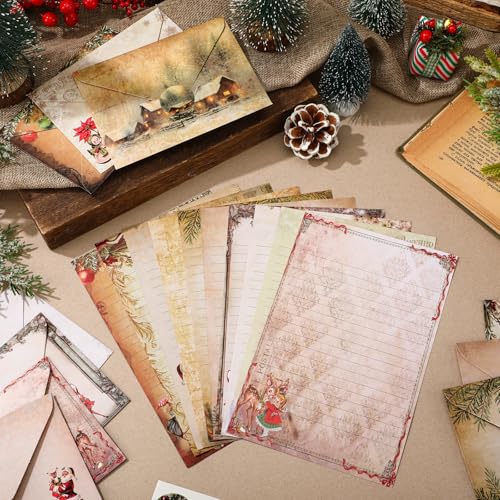 TaoBary 160 Pcs Christmas Vintage Stationery Paper and Envelopes Set - size: 5.5 x 8.25 Inch, style: Christmas Vintage