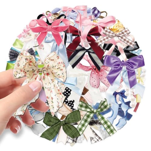 50PCS Bows tie Waterproof Vinyl Stickers for Laptop, Water Bottle, Phone - Kawaii Durable Cute Aesthetic Decals, DIY Crafts for Scrapbooking, Journal for Kids Teens Adults (Colourful-4) - color: Colourful-4