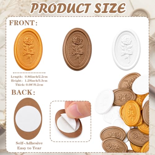 30Pcs Wax Seal Stickers, Wedding Invitation Envelope Seal Stickers - color: Milky white&caramel&dark brown
