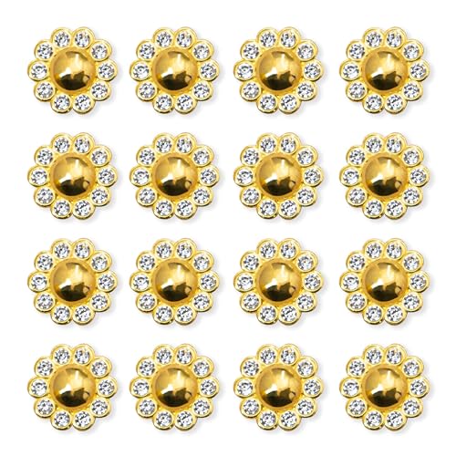 100Pcs Gold Pearl Rhinestone Buttons 14mm - color: 100 PCS Gold