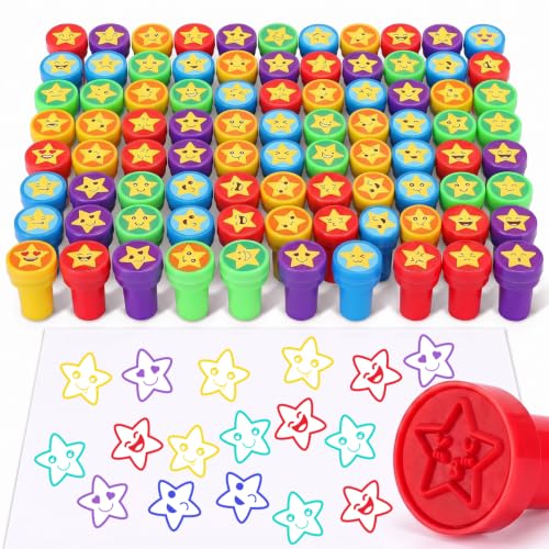Yexiya 100 Pcs Star Stampers Bulk Back to School Teacher Review Stamps - style: Star