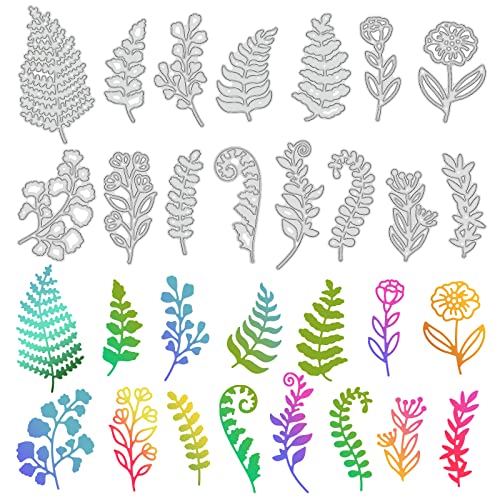 INFUNLY Fern Leaf Cutting Dies Plant Pattern Cutting Stencil Embossing 15pcs Leaves Metal Die Cuts for Scrapbooking DIY Card Making Decorating Paper Stencil - color: Fern Leaf Cutting Dies