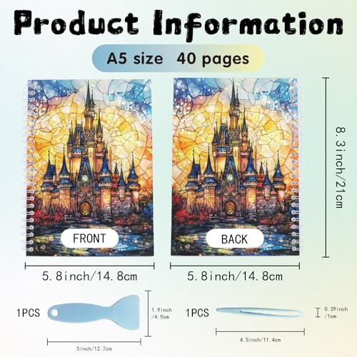 CRASPIRE Reusable Sticker Collection Book 40 Pages Castle Album Sticker Storage 8.26x5.82In Double-Sided Waterproof Blank Pasteable Notebook with Tools for Adults Release Paper Holder Saver Organizer - style: Castle-033