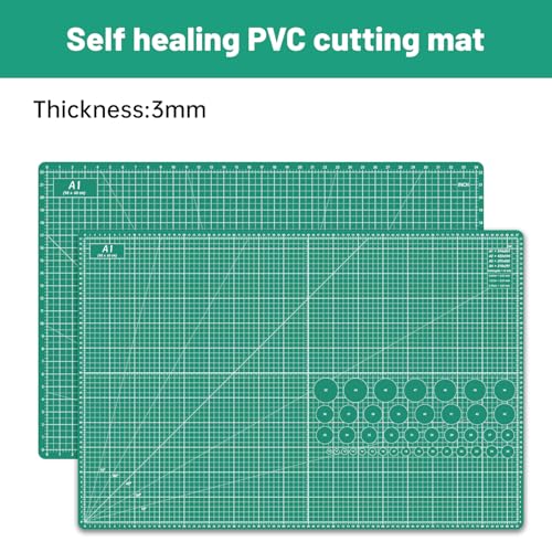 Headley Tools Thickened 24 x 36 Inch Self Healing Sewing Cutting Mat, A1 Rotary Cutting Sewing Mat for Crafts, Double Sided 5-Ply Table Cutting Board for Fabric Quilting Leather Hobby, (Green) - color: Dark Green, size: 36"L x 24"W