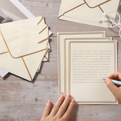 50 Pack Stationery Set with Envelopes, Cream Color, 6x8 Inches - color: Cream Color, size: 6x8 Inches
