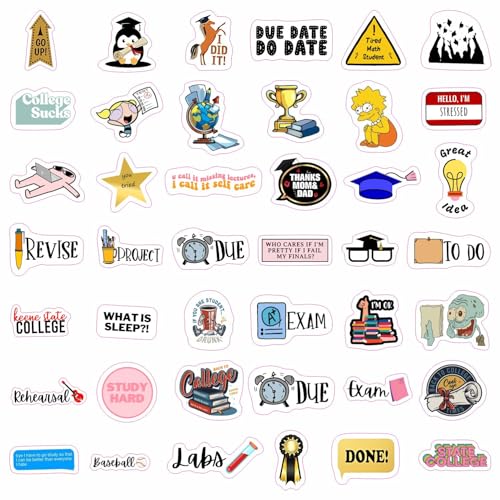 100Pcs College Stickers for Water Bottles, Students Decals for Planners, Laptops Decals — College Party Supplies, Gifts for Women & Men - color: College Stickers