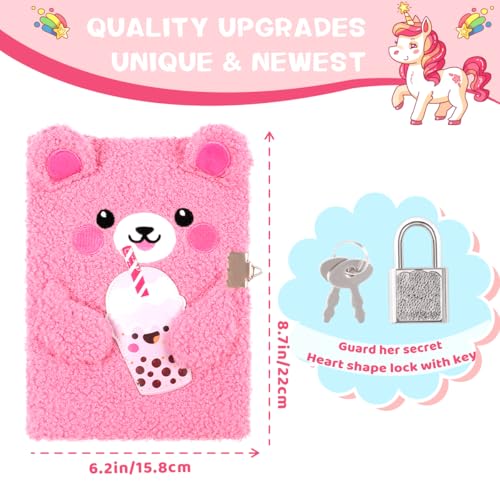 Bear Diary with Lock, Gift Set for Girls Ages 6-8, Pen & Stickers - style: Bear